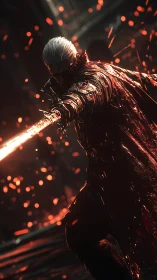 Emberblade drifter carving light through crimson sparks.