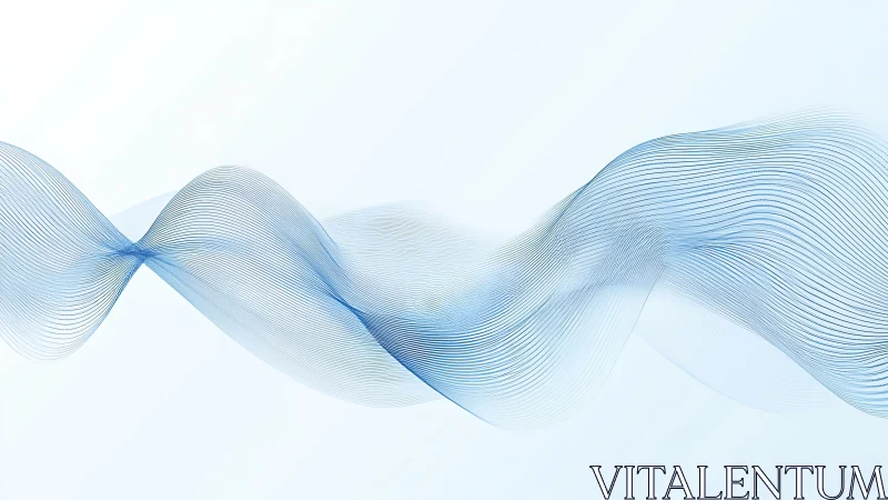Parametric blue waveforms forming fluid generative ribbon surfaces