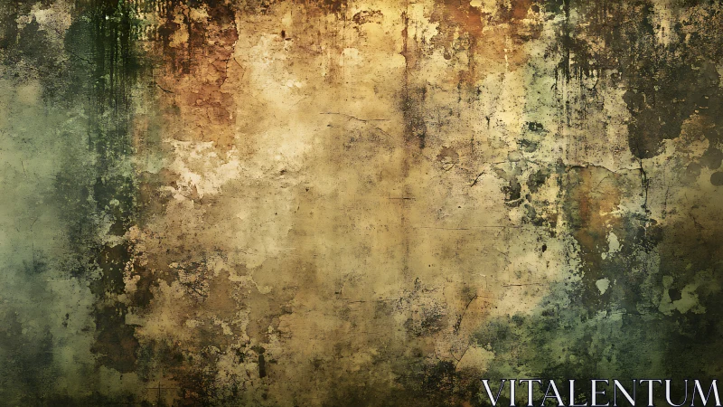 Stratified oxidized wall surface with multilayer patina gradients.