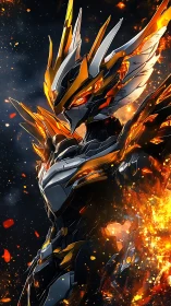Ember-winged mech phoenix crowned in starforge armor.