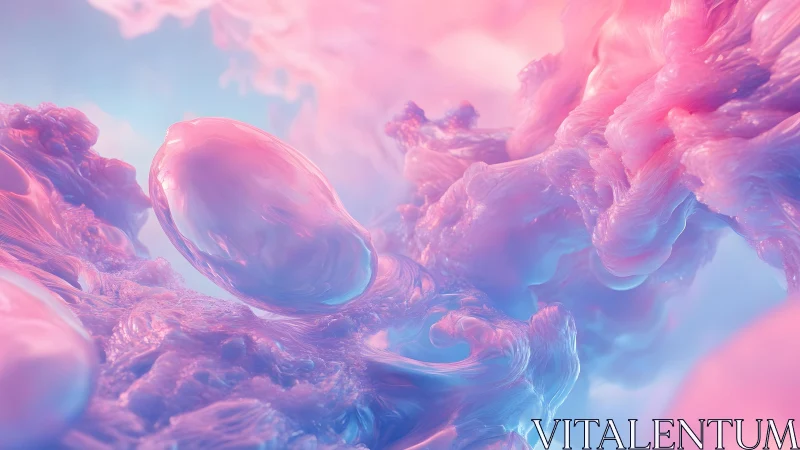 Ethereal Abstract Clouds in Soft Pink and Blue Pastel Tones.