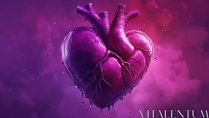 Luminous Anatomical Heart Pulses with Electric Magenta Energy.