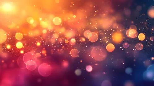 Abstract bokeh lights in warm and cool tones, dreamy digital art.
