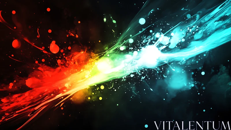 Contrasting red and cyan light bands intersect on dark field