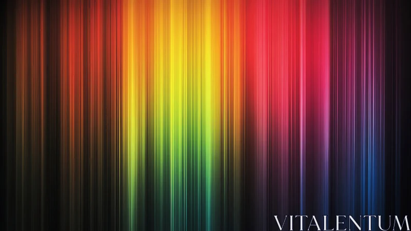 Neon rainstorm of vertical rainbow light curtains at dusk.