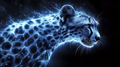 Majestic Leopard Glowing with Electric Energy.