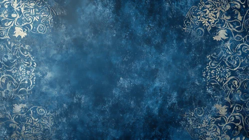 Ornate gold filigree borders on textured midnight blue field.