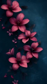 Rose-Petaled Blossoms Against Teal Nightscape.