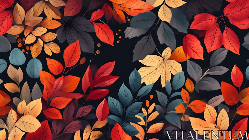 Glowing autumn leaves dance softly across a dark night