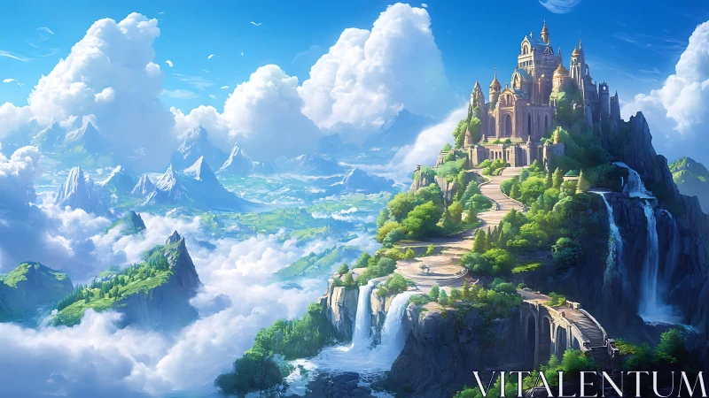 Fantasy Castle on Clifftop above Cloudscape