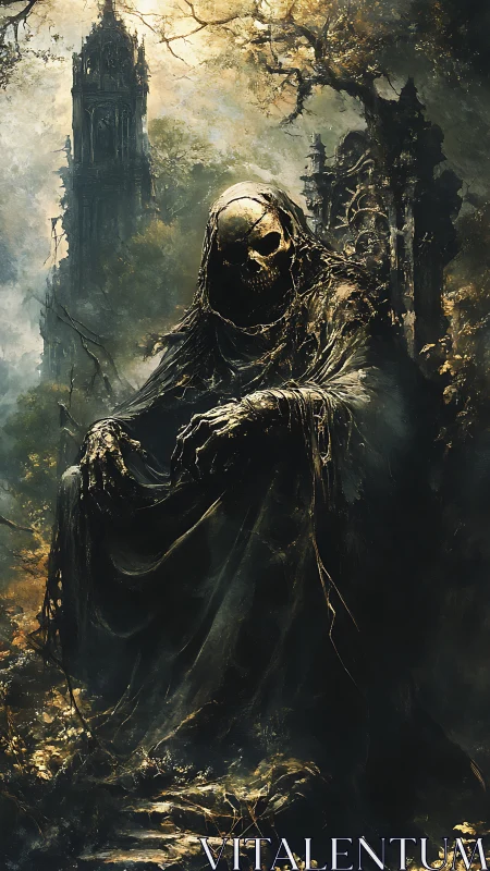 Throne of the Rotting Reaper in a Ruined Forest Chapel.
