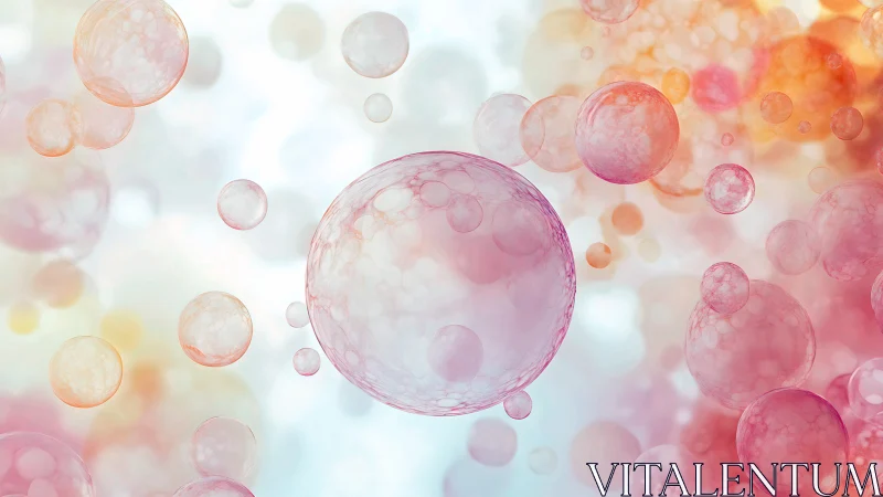 Iridescent pastel bubbles drifting through soft sunrise light.