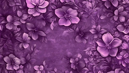 Purple Floral Composition: Ornamental Blooms Against Deep Violet Background.