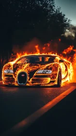 Bugatti Hypercar Engulfed Inferno Digital Composite