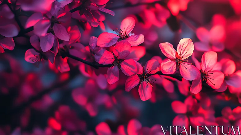 Luminous Pink Blossoms in Soft Focus Glow.