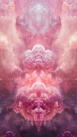Symmetrical pink nebula-like cloud formation in vertical frame.
