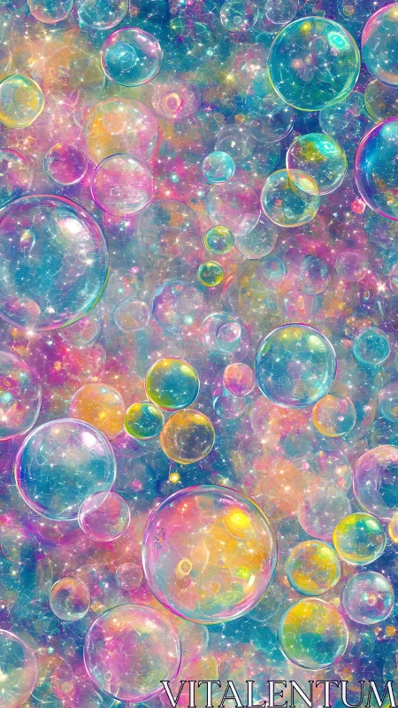 Iridescent holographic bubbles over prismatic cosmic field.