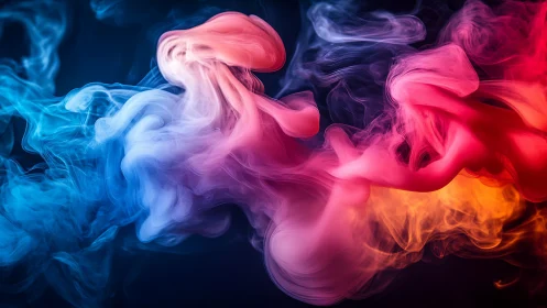 Chromatic smoke duet sparking neon whispers in twilight.