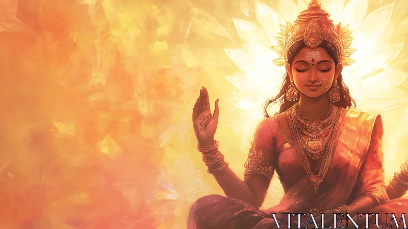 Golden serenity unfurls as radiant goddess dissolves into light