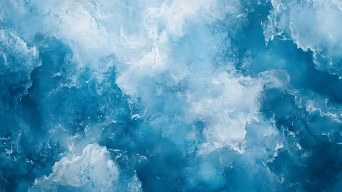 Abstract blue and white cloudy texture in watercolor style.