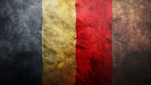 Textured tricolor flag with distressed metallic surface finish.