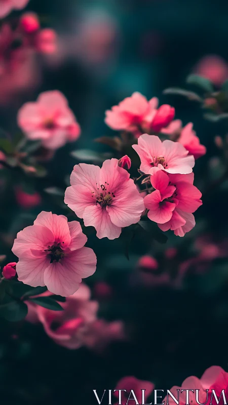 Pink Geranium Flowers in Soft Focus Evening Light