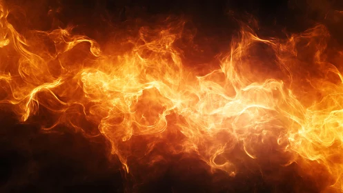 Dynamic swirling flame with intense fiery energy in dark background.