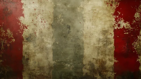 Weathered Tricolor Flag Abstract Art with Vintage Texture.