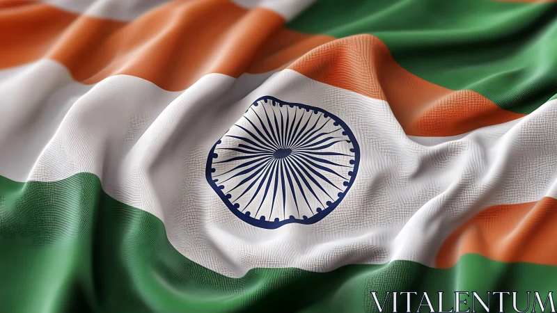 Tricolour flag with Ashoka Chakra is rendered as fabric