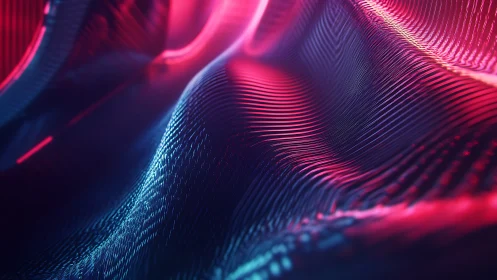 Neon waveforms over abstract digital surface in motion.