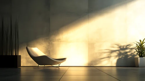 Minimalist Interior Lounge with Contemporary Sculptural Seating.