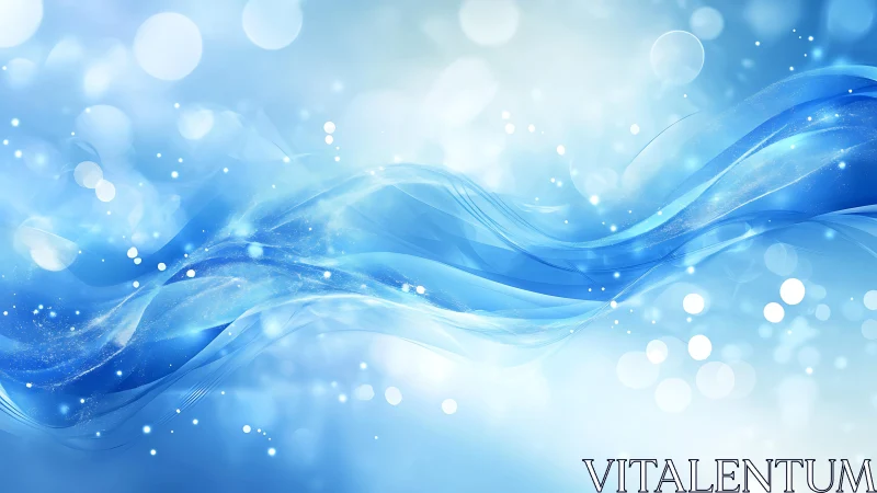 Abstract blue wave with bokeh lights in a soft modern style.