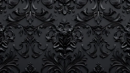 Ornate black baroque pattern casts a dark luxurious mood