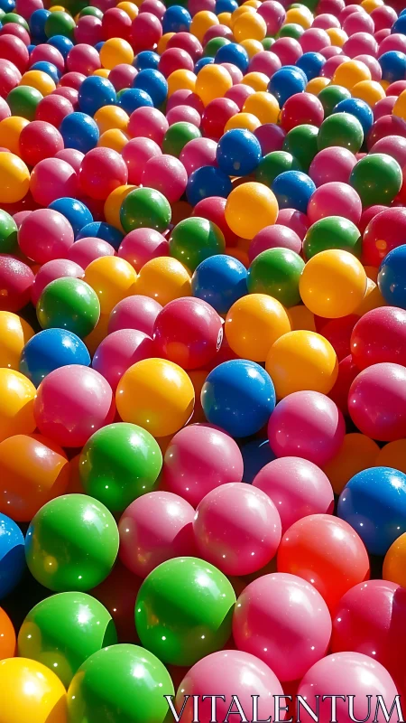 Vibrant multicolor plastic ball pit with glossy highlights.