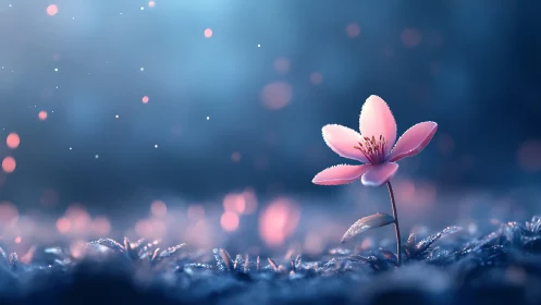 Pink Flower with Bokeh Background Rendering.