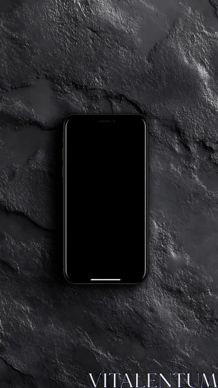 Smartphone on Textured Dark Surface Minimalist Study