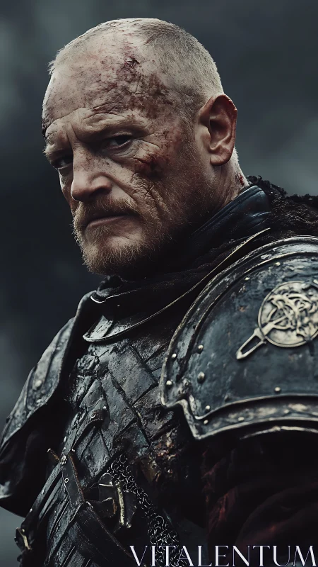 Scarred war captain studies the storm beyond the battlefield