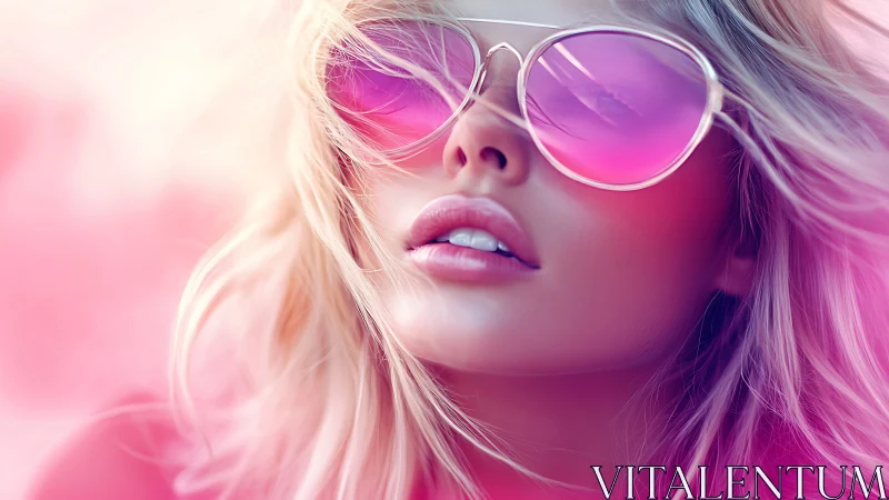 Dreamy pink sunglasses glow in soft summer light.