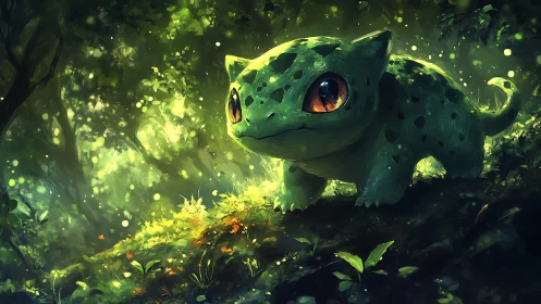 Forest sprite creature prowls through glowing moss dreams.