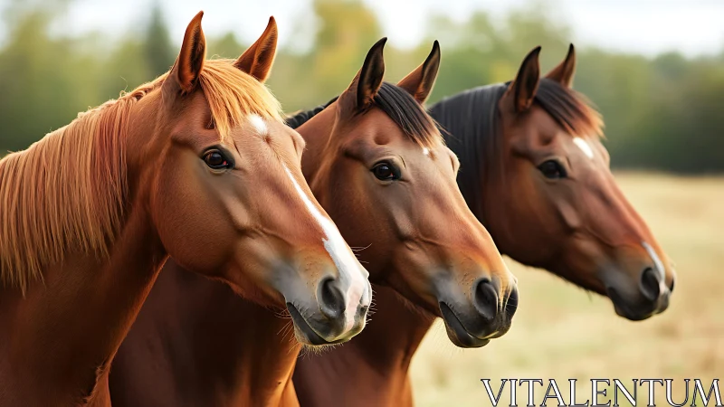 Three pasture princes align their curious copper crowns