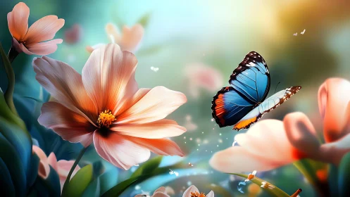 Macro-precise floral dynamics with high-saturation butterfly motion.