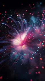 Radiant cosmic bloom of neon light and dreamy color bursts.