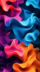 Digital painting of fluid neon ribbons with layered gradients.