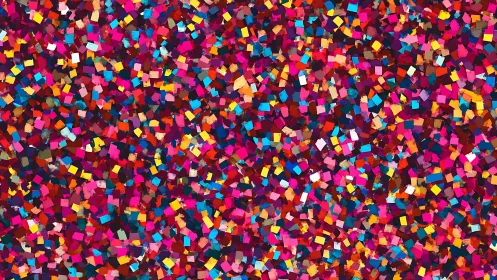 Vibrant confetti abstraction in saturated chromatic layers