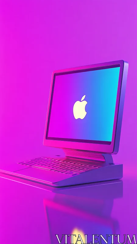 Retro rainbow laptop glowing in playful neon gradients.
