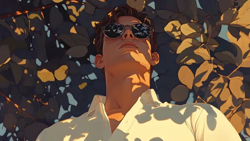 Sunlit afternoon confidence under softly glowing leaves