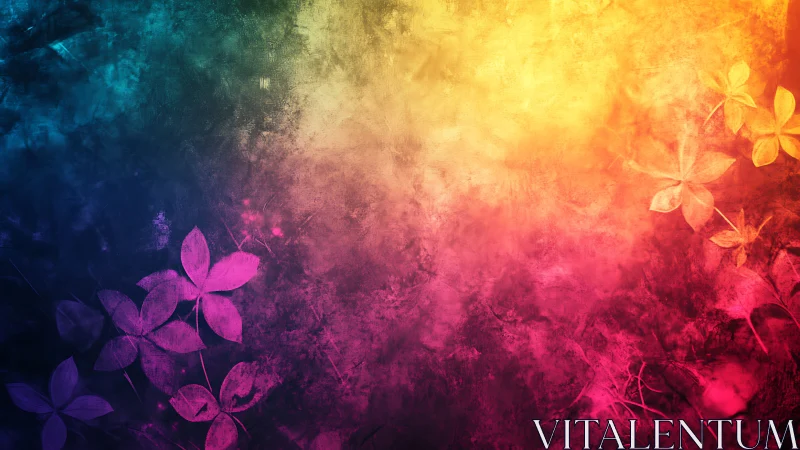 Gradient floral texture blends saturated colors across frame