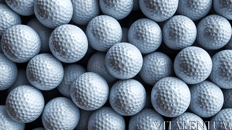 Clustered white golf balls in tight geometric packing.