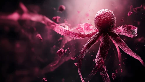 Abstract Pink Cell Structure in Surreal Scientific Art Style.