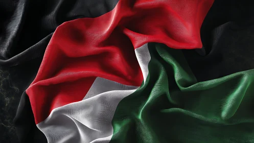 Textured national flag fabric folds capture rich color depth